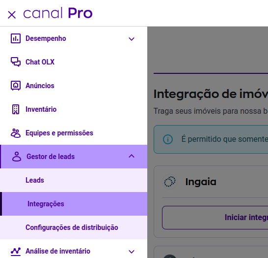 menu gestor de leads