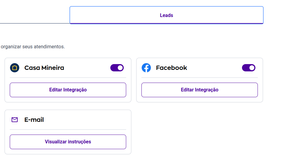 menu gestor de leads