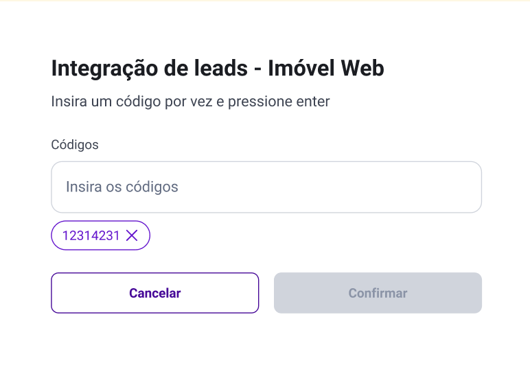 Modal de Configuração de Integração Imovelweb